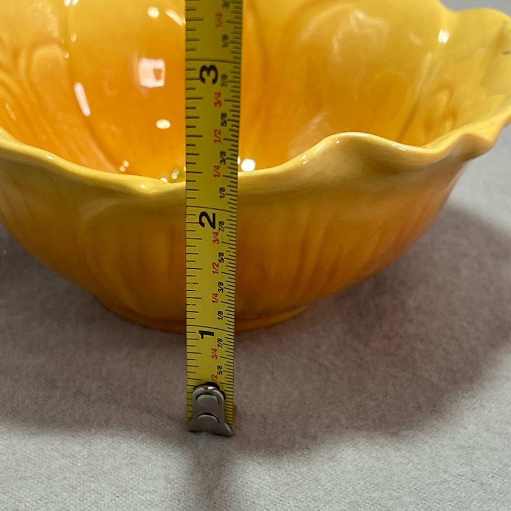 Grasslands Road Petals Bowl Yellow Ceramic Open Flower Spring Dessert Trinket - Picture 5 of 7